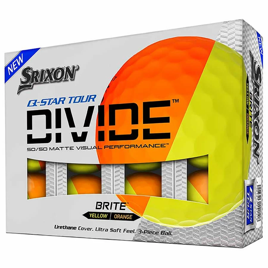 Srixon Q-STAR Divide Tour Golf Balls - Yellow/Orange / Dozen 3 Srixon Q-STAR Divide Tour Golf Balls - Yellow/Orange / Dozen