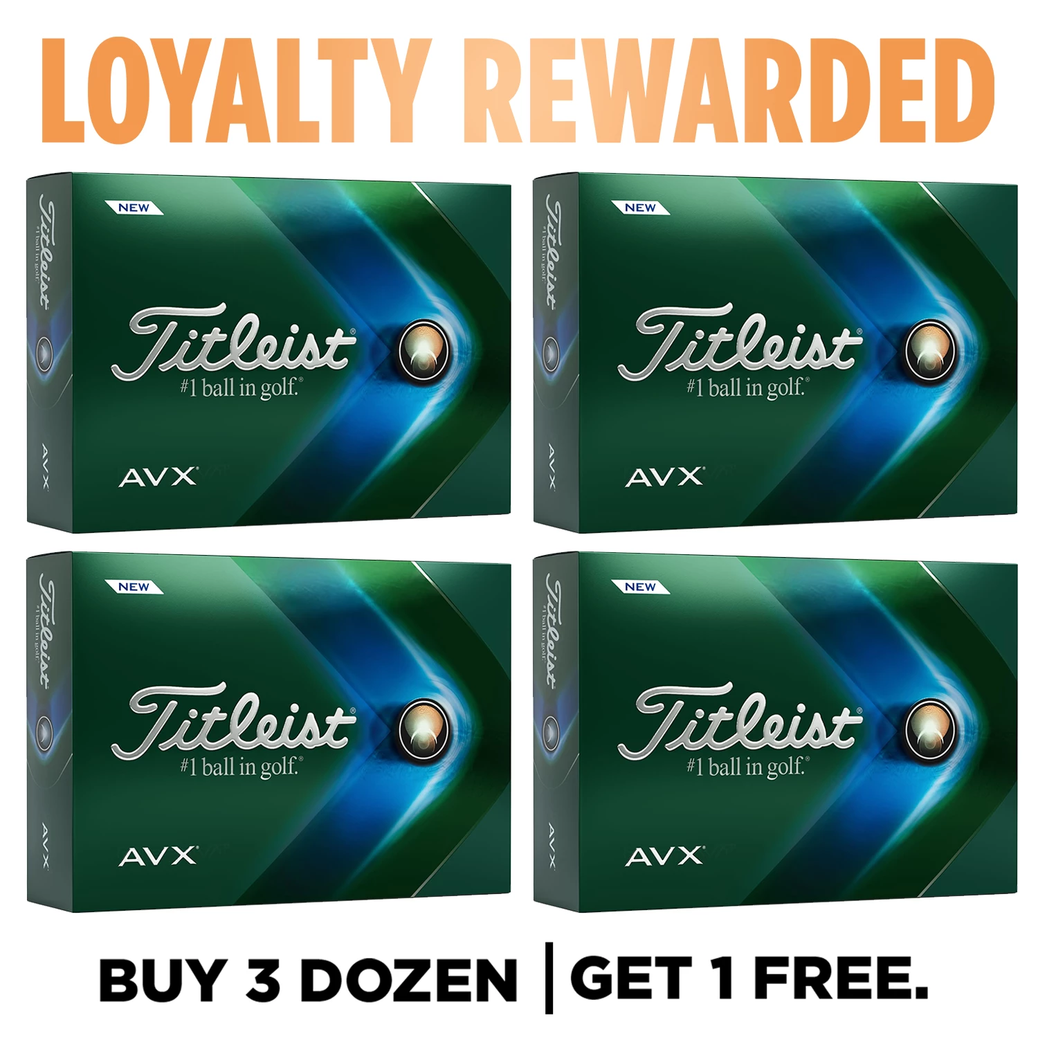 Titleist AVX Golf Balls - 4 For 3 (with Personalisation) - White / 4 Dozen 3 Titleist AVX Golf Balls - 4 For 3 (with Personalisation) - White / 4 Dozen